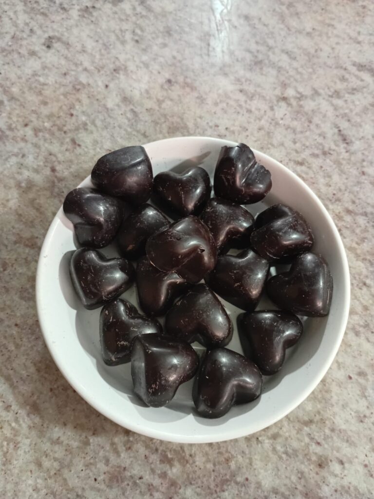 Chocolate Stevia Corazones 76 % Cacao con Avena 150 grs.